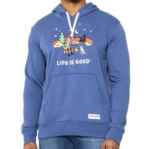 Life is Good NWT Sz L  Vintage Blue French Terry Ft. Campfire Hoodie